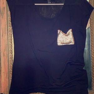 Forever 21 Cap Sleeve Top with silver pocket